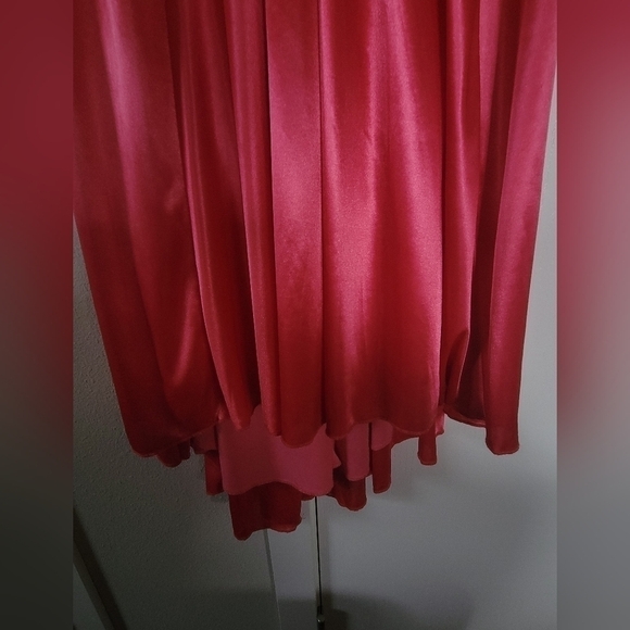 City Triangles Hot Pink Beaded V Neck Formal Satin Like Party Prom Dress - Picture 5 of 11